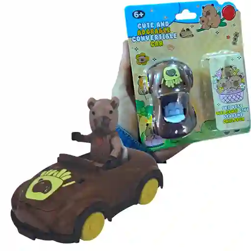 Set Carro Muñeco Capibara Niños Convertible Impulso 9cm