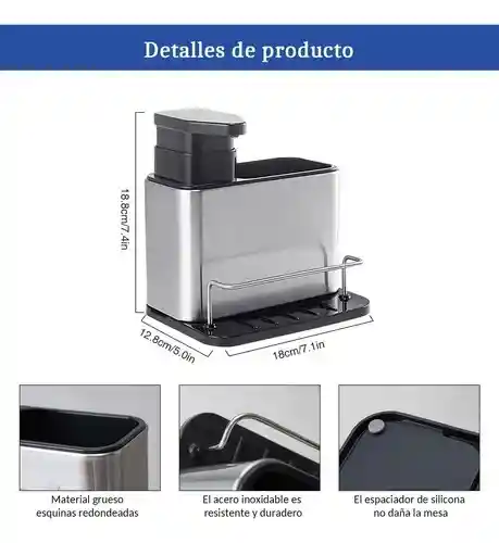 Dispensador De Jabón Cocina De Acero Inoxidable Dispensador