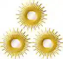 Set Espejo X3 Dorados Decoracion Pared