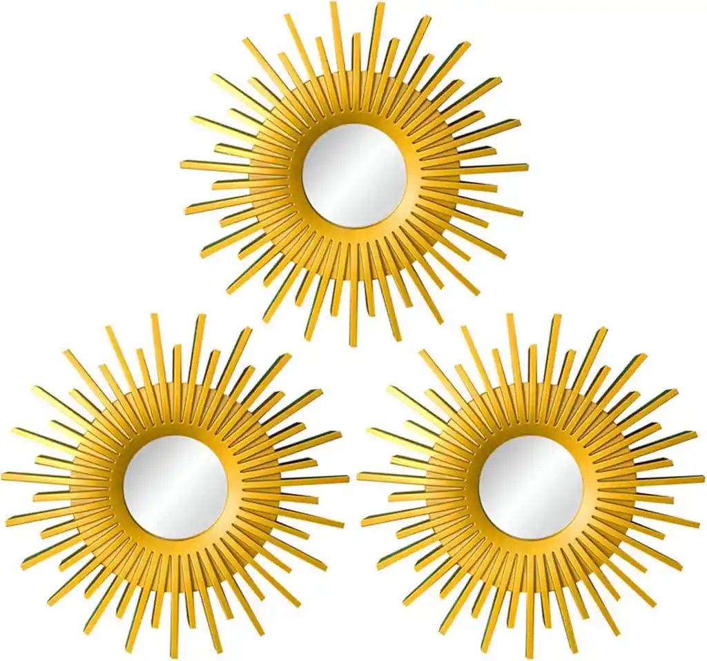 Set Espejo X3 Dorados Decoracion Pared
