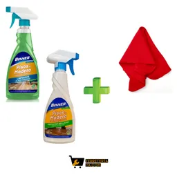 Limpiador De Mantenimiento Pisos De Madera 500ml Binner + Protector Brillador Pisos De Madera 500ml Binner + Bayetilla