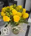 Jarron De Rosas Amarillas - Sol Ardiente