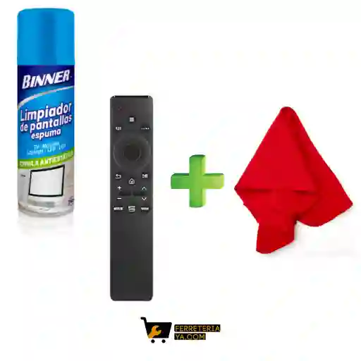 Espuma Limpiador De Pantallas 240ml Binner + Control Samsung + Bayetilla