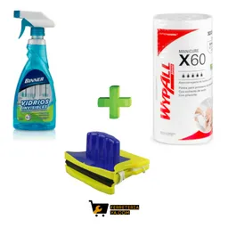 Limpia Vidrios Y Espejos 4 En 1 De 500ml Binner + Limpia Vidrios Magnetico + Wypall
