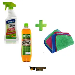 Quitagrasa Cocinas Perfectas 500ml Binner + Drops Desengrasante Litro + Trapo De Colores