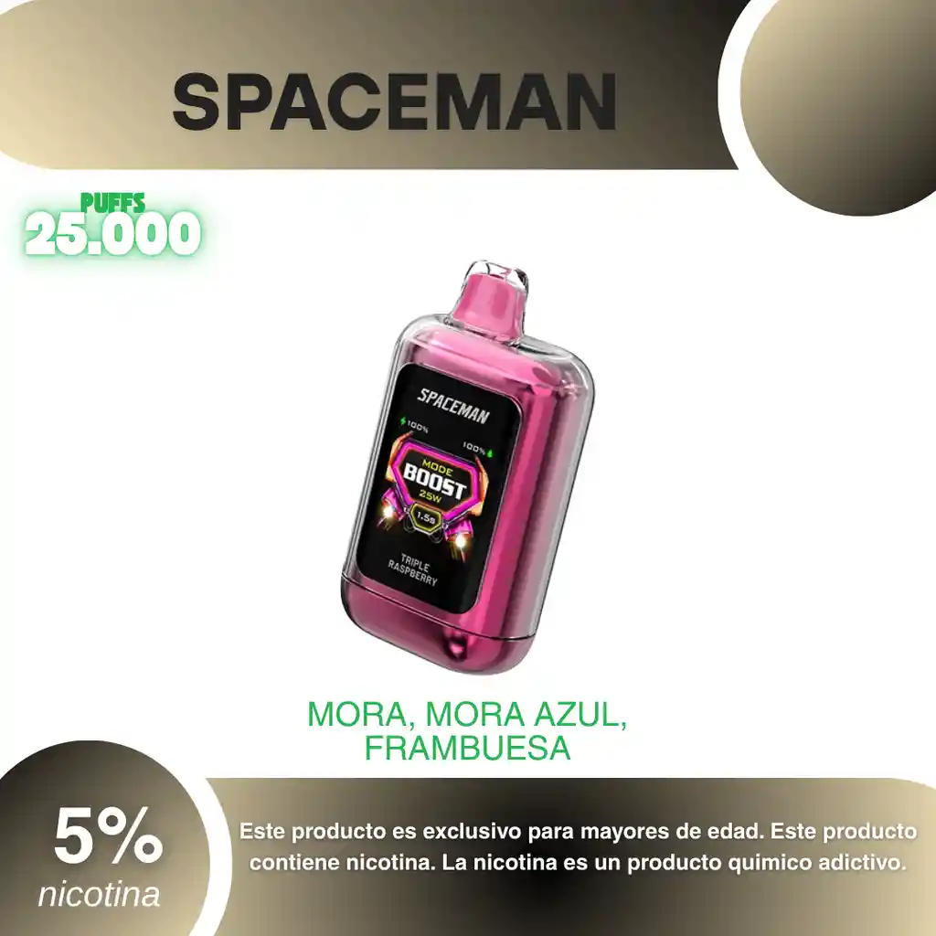 Vape Spaceman 25.000 Pufs Triple Raspberry 5%