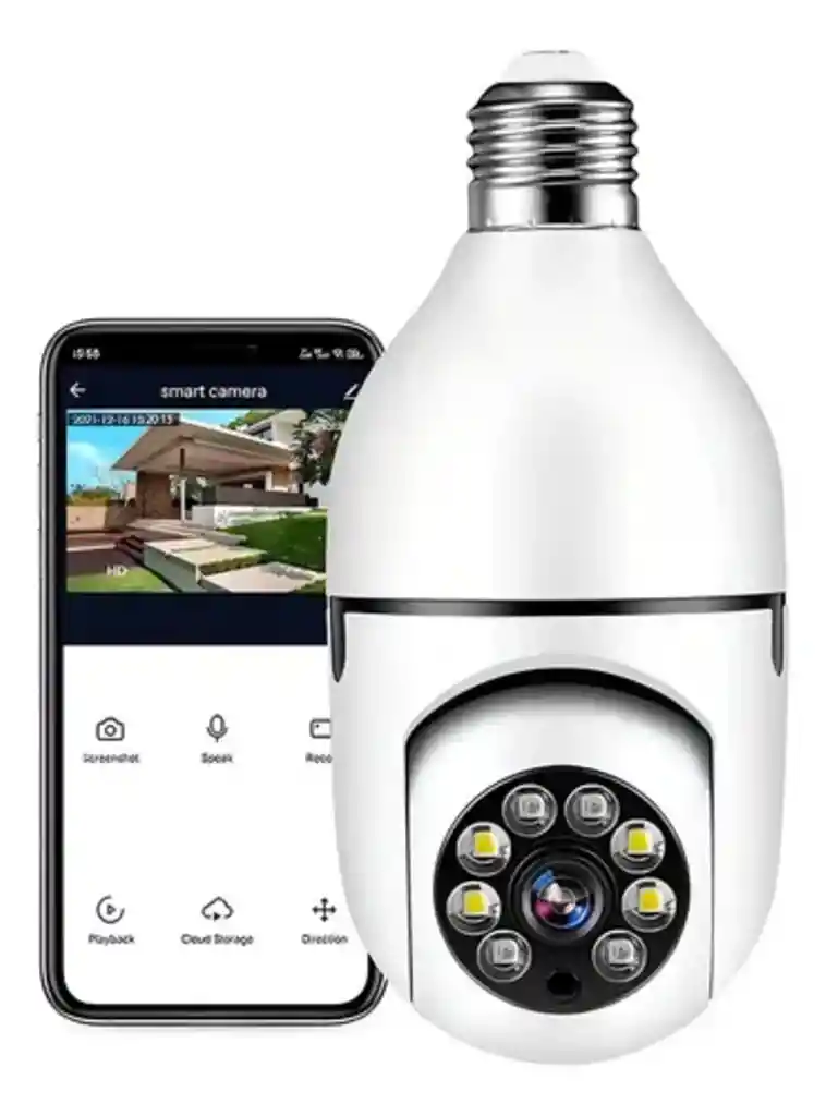 Cámara Bombillo Robotica De Seguridad Wifi 360° Ip Panoramica