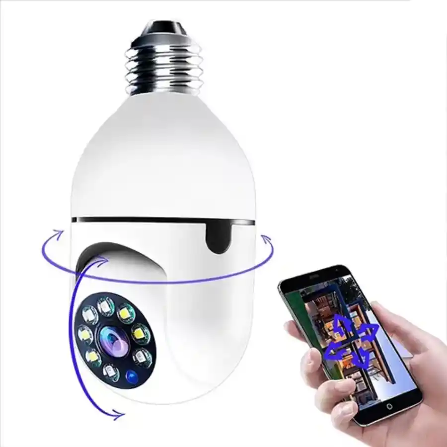 Cámara Bombillo Robotica De Seguridad Wifi 360° Ip Panoramica