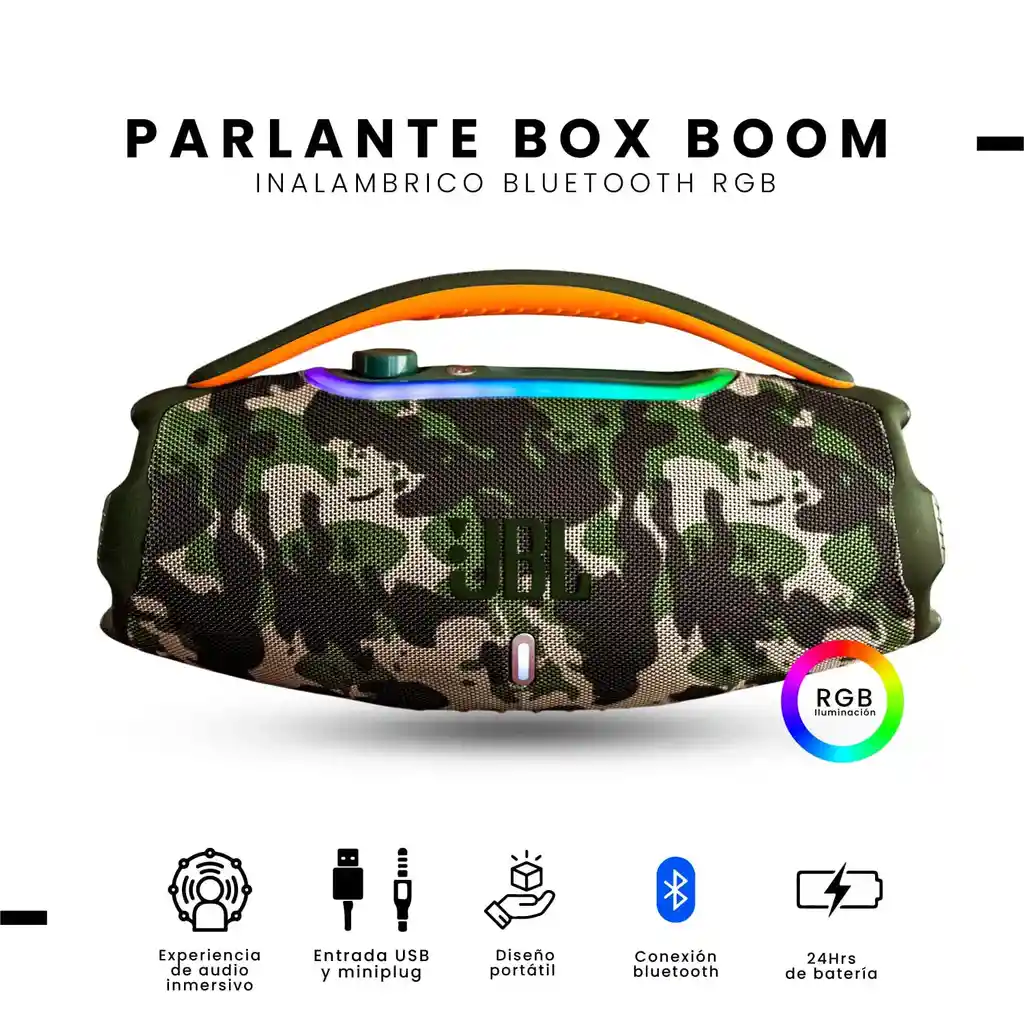 Parlante Grande Potente Jbl Boom Box 3 60w Bluetooth Verde Mega Bass Imitación