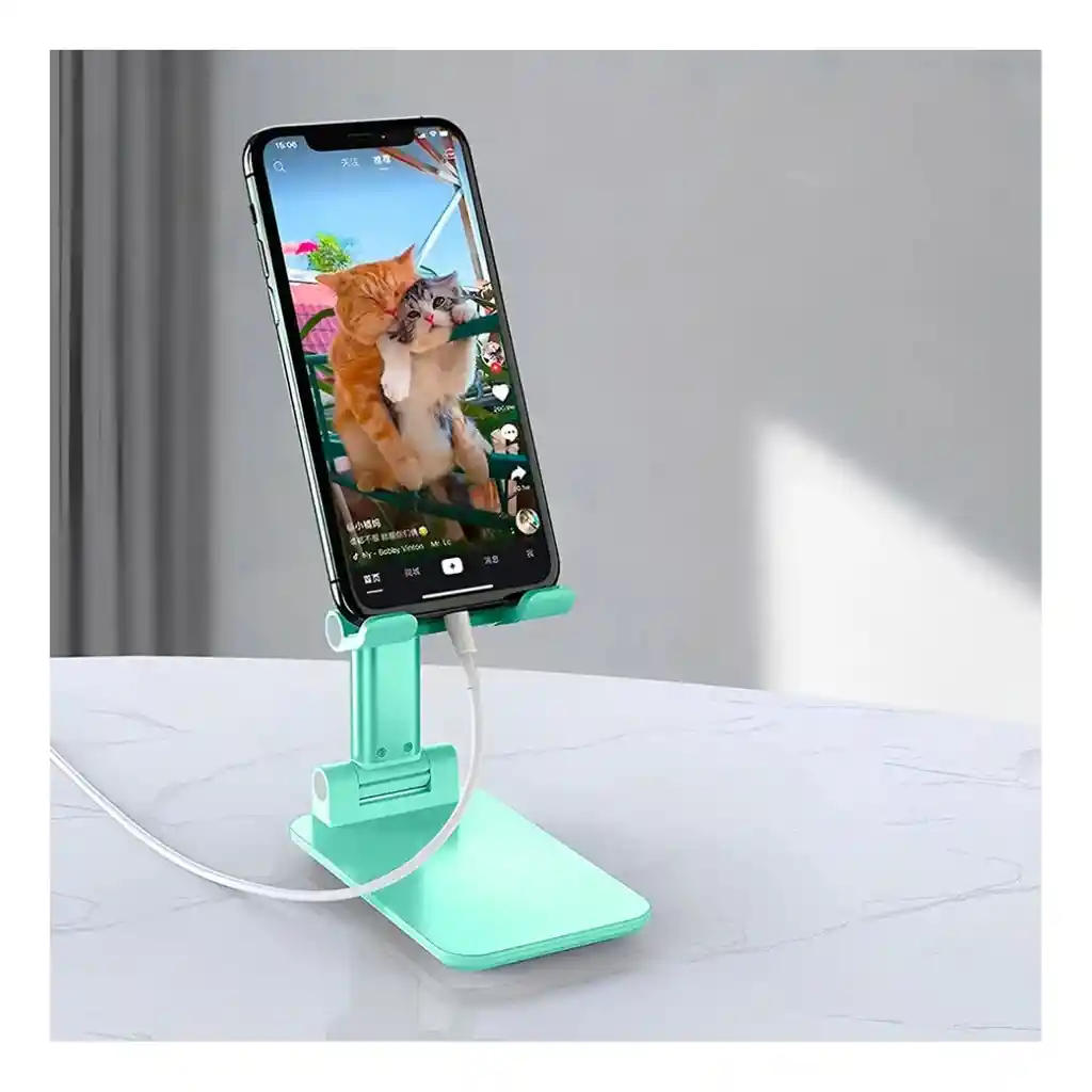 Soporte Plegable De Escritorio Para Teléfono Y Tablet - Verde
