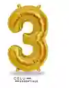 Globo Numero 3 Metalizado Dorado 40 Pulgadas