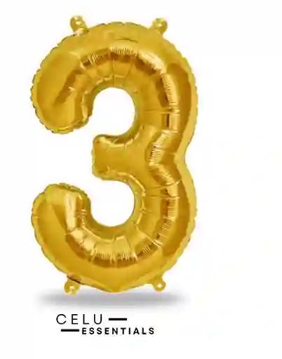 Globo Numero 3 Metalizado Dorado 40 Pulgadas