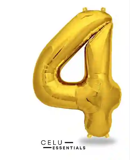 Globo Numero 4 Metalizado Dorado 40 Pulgadas