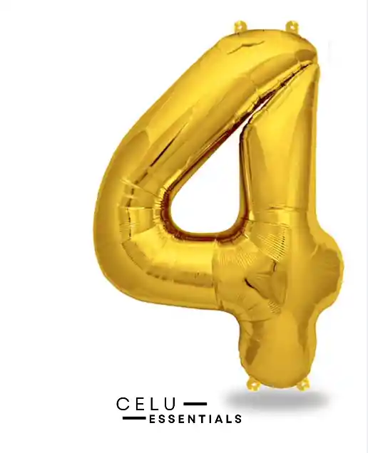 Globo Numero 4 Metalizado Dorado 40 Pulgadas