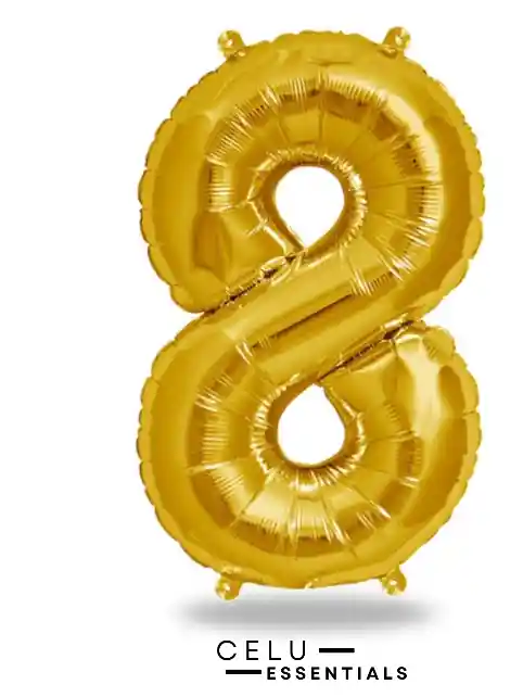 Globo Numero 8 Metalizado Dorado 40 Pulgadas