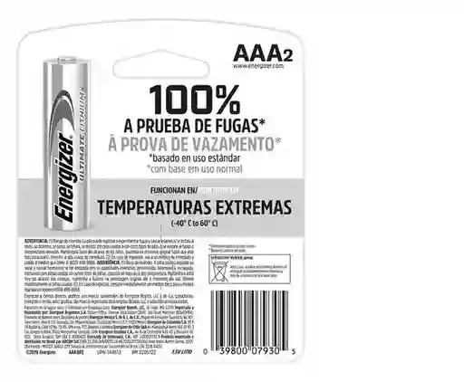 Pila Batería Energizer Aaa Larga Duración Ultimate Lithium