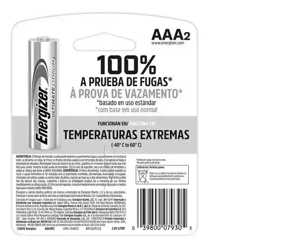Pila Batería Energizer Aaa Larga Duración Ultimate Lithium