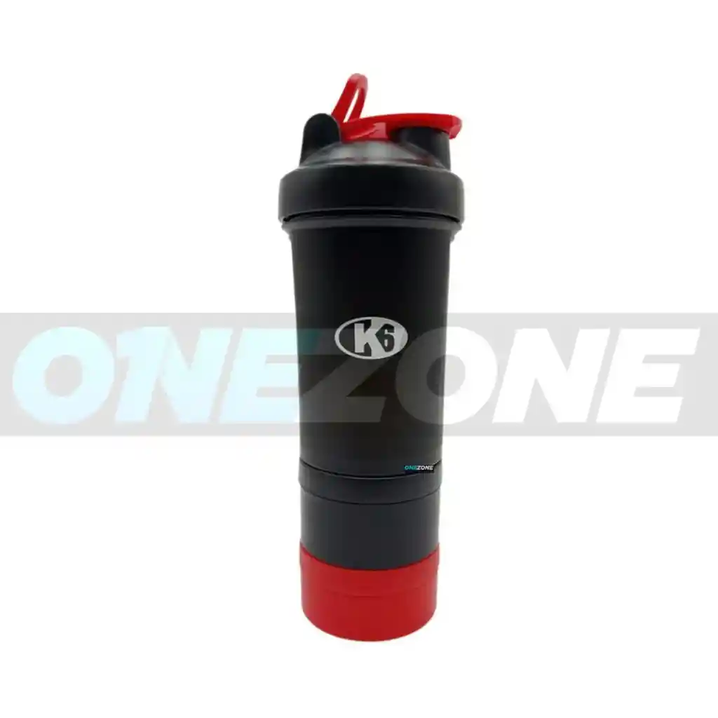 Vaso Shaker Mezclador Proteina K6 Pro Sport 4 En 1/ Negro - Rojo