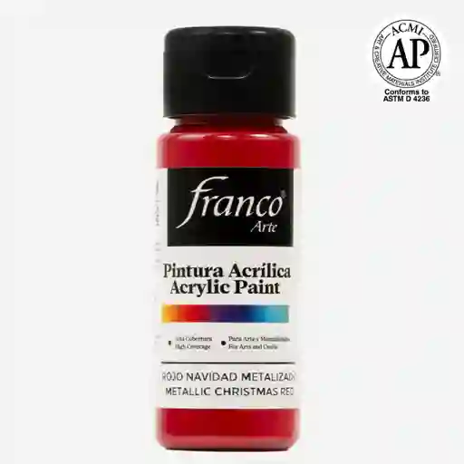 Pintura Acrilica Franco Arte Acrílica Rojo Navidad Metalizado 60 Ml