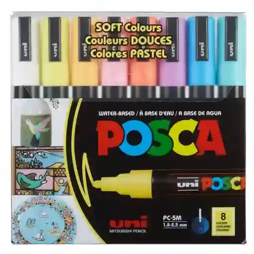 Marcador Posca Colores Pastel 5m 1.8 - 2.5 Mm X 8 Unidades