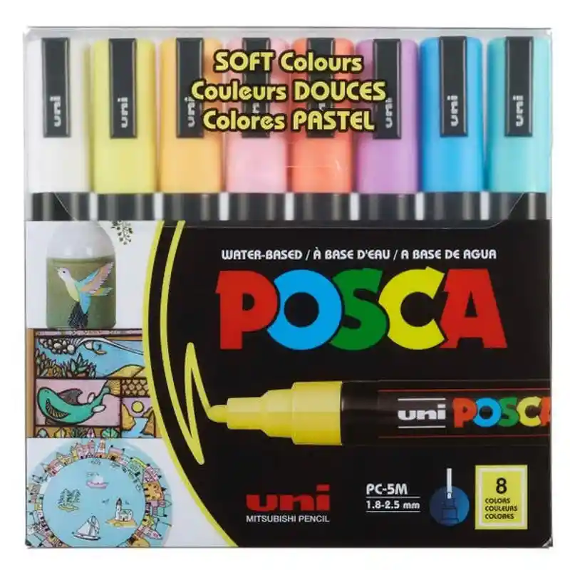 Marcador Posca Colores Pastel 5m 1.8 - 2.5 Mm X 8 Unidades
