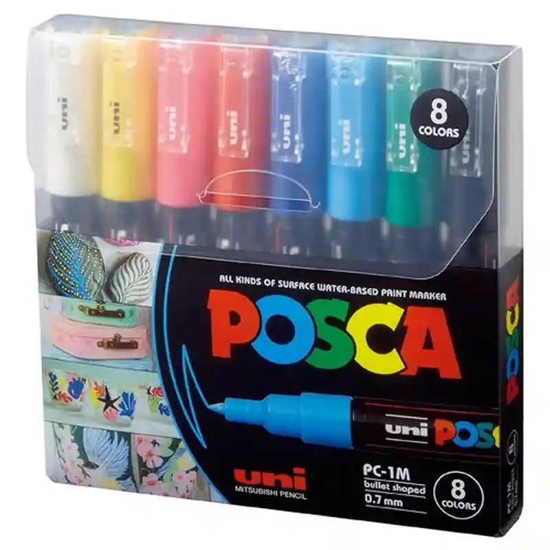 Marcador Posca Colores Fuertes 1m 0.7 Mm X 8 Unidades