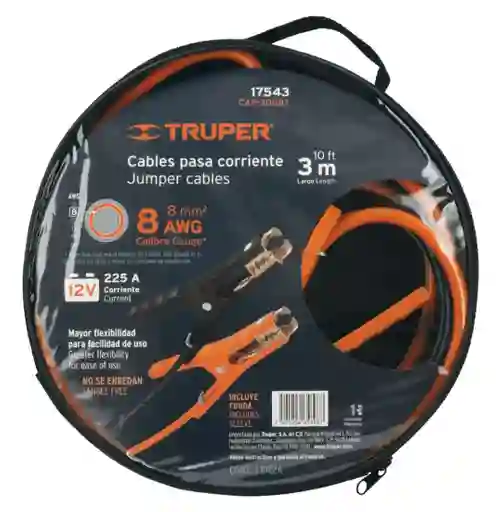 Cables Para Iniciar Batería Carro 3m Calibre 8 Awg