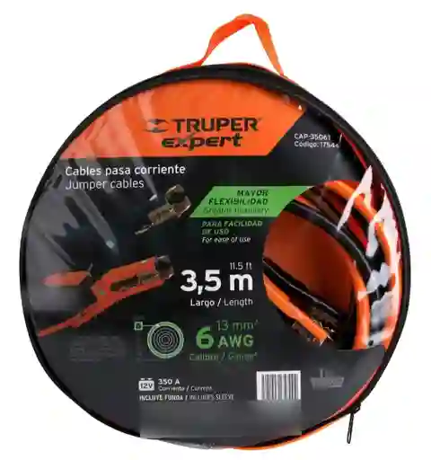 Cables Para Iniciar Batería Carro 3,5m Calibre 6 Awg
