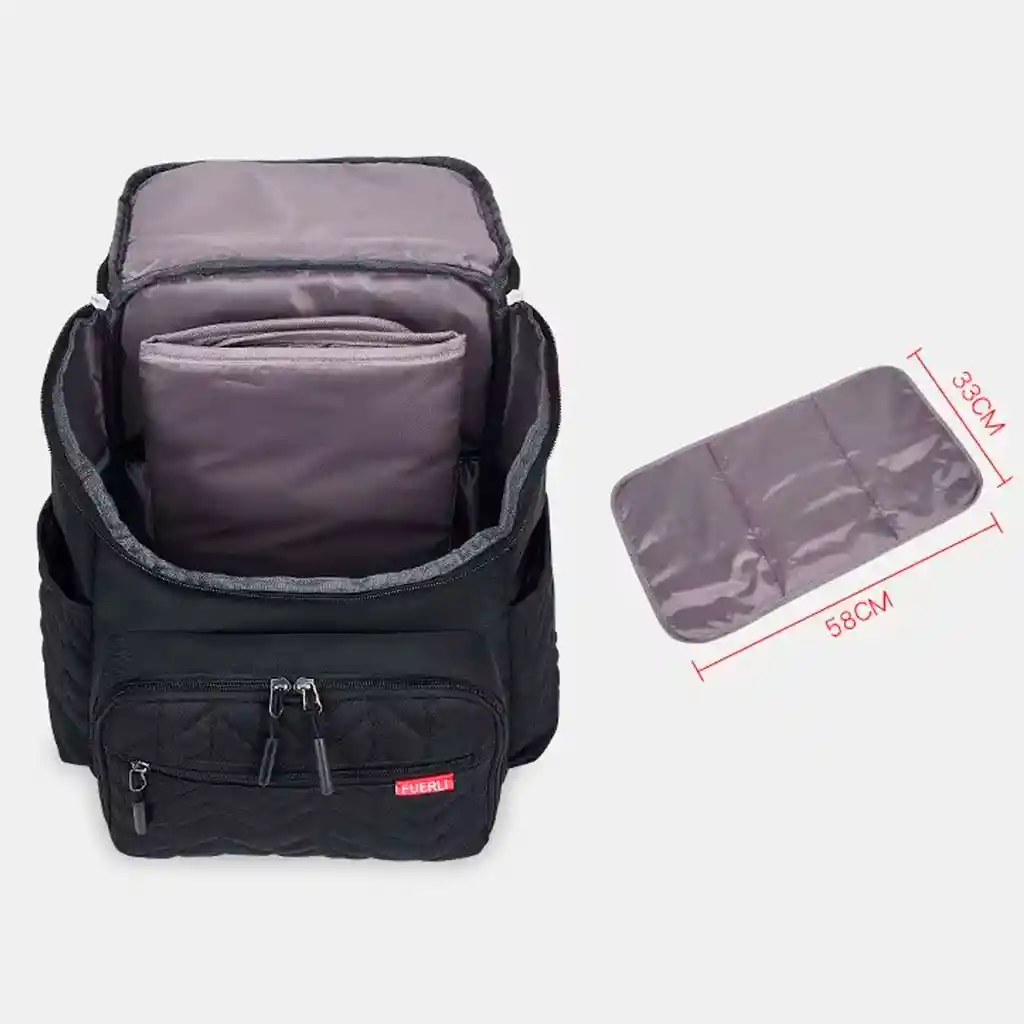 Pañalera Morral Rosada Multifuncional Con Solapa Bordada, Con Cambiador Portátil, De Gran Capacidad, Correas Ajustables, Bolsillos Térmicos, Correitas Para Colgar Del Coche, Hecha En Material Resistente