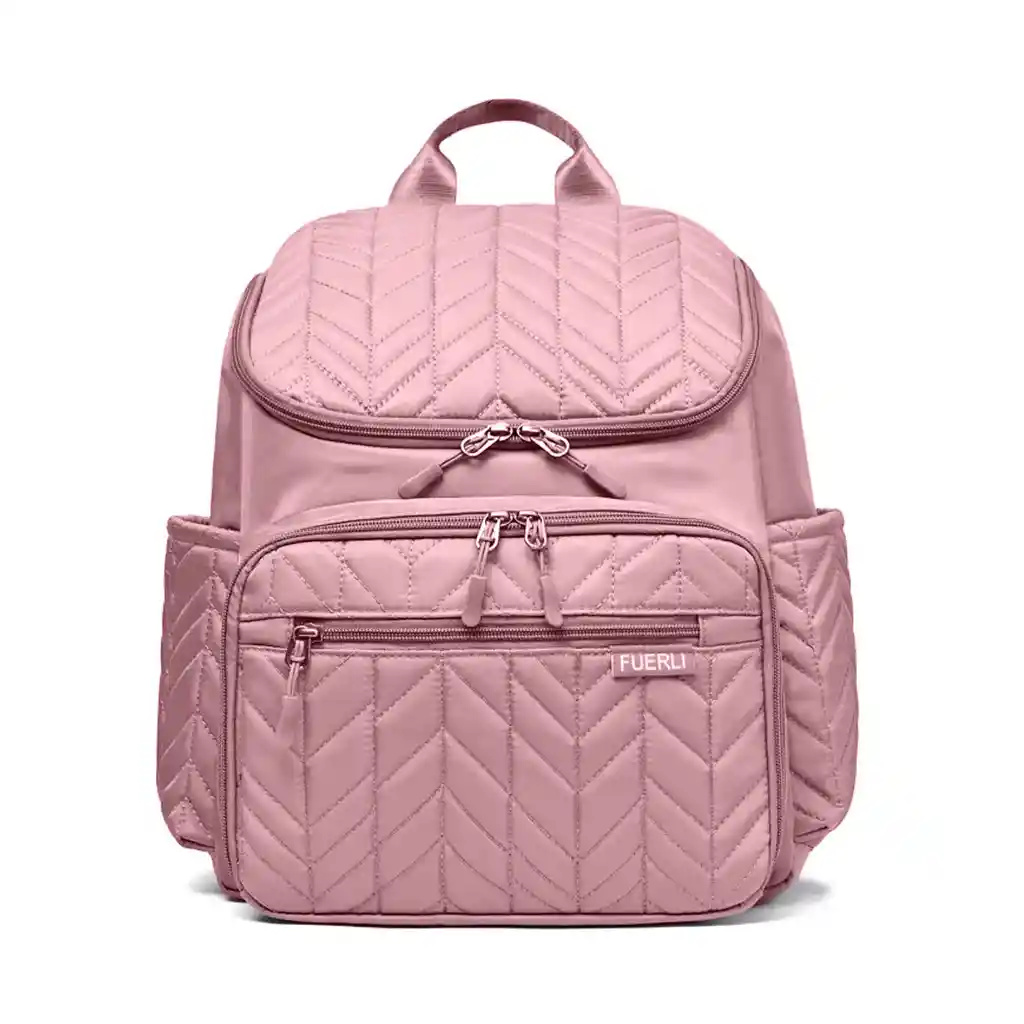 Pañalera Morral Rosada Multifuncional Con Solapa Bordada, Con Cambiador Portátil, De Gran Capacidad, Correas Ajustables, Bolsillos Térmicos, Correitas Para Colgar Del Coche, Hecha En Material Resistente