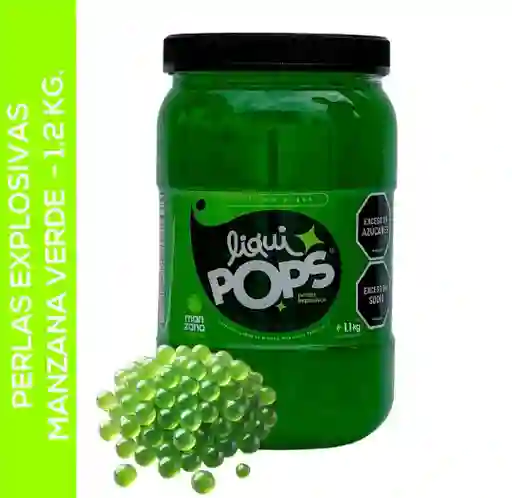 Perlas Explosivas Liquipops Sabor A Manzana Verde X 1200 Gramos
