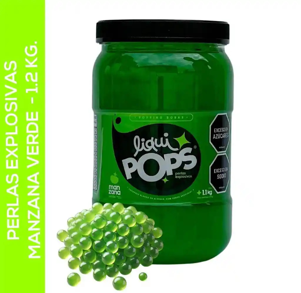 Perlas Explosivas Liquipops Sabor A Manzana Verde X 1200 Gramos