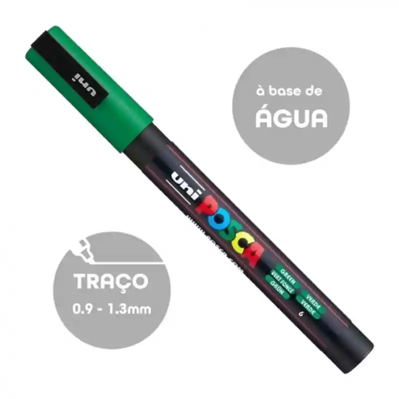 Marcador Posca Verde 3m 0.9 - 1.3 Mm Unidad