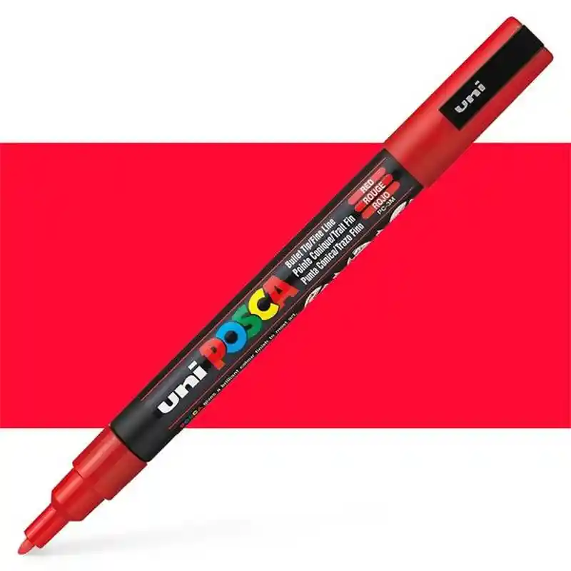 Marcador Posca Rojo 3m 0.9 - 1.3 Mm Unidad