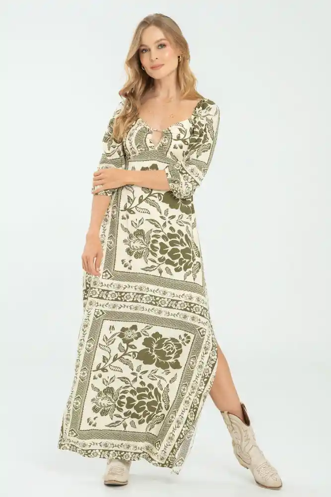 Vestido Allyson Color Verde Militar Talla S