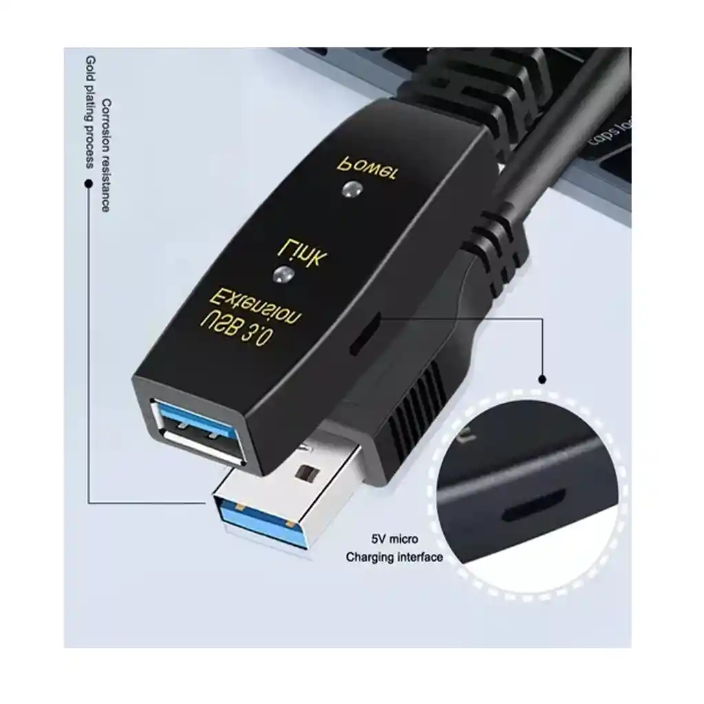 Extension Usb 3.0 Activa 20 Metros Sin Perdida Señal Calidad