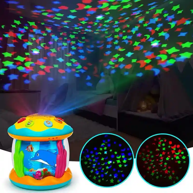 Juguete Musical Giratorio Mundo Marino Proyección De Luces