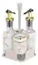 Set 4 Condimenteros Aceite Vinagre Sal Pimienta Con Base