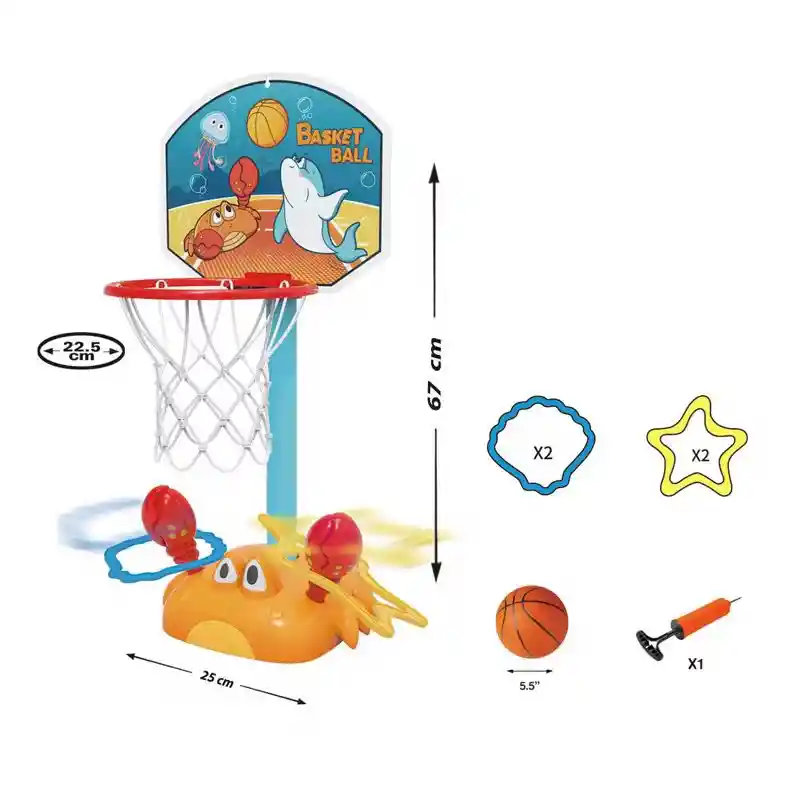 Cancha De Basket Con Juego De Aros Movible Para Niños