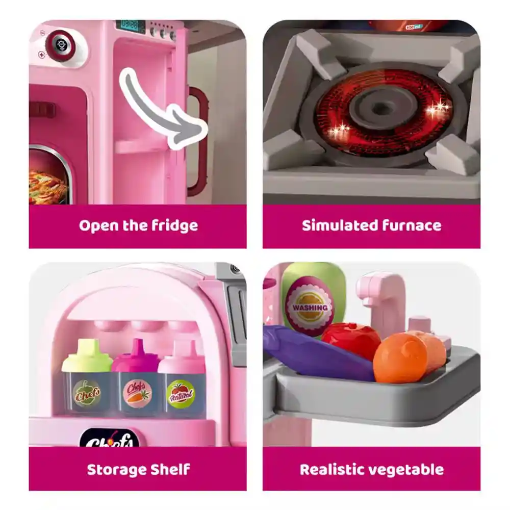 Juego De Cocina Little Chef Para Niñas Rosa Nuevo