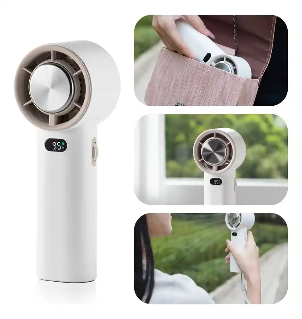 Ventilador De Mano Portátil Turbo Ajustable Recargable 3600
