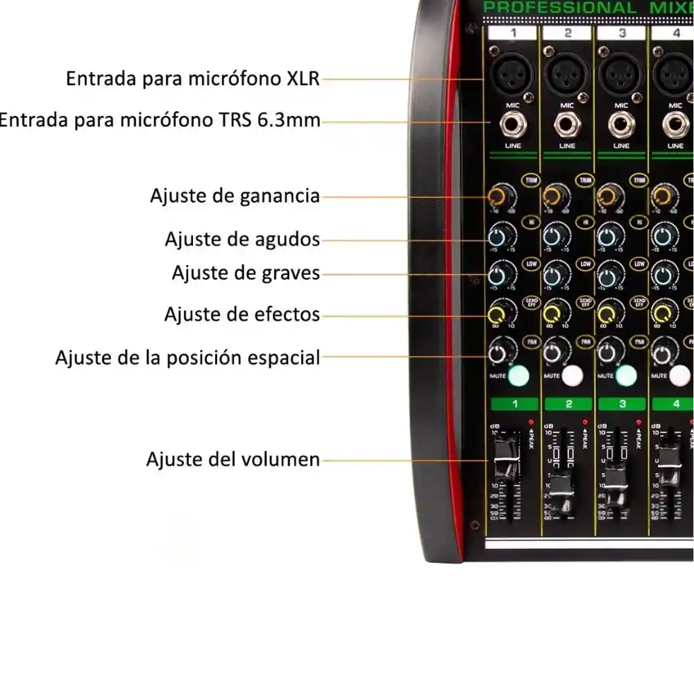 Consola Mixer Wvngr 4 Canales Phantom 48v Mezclador Bt