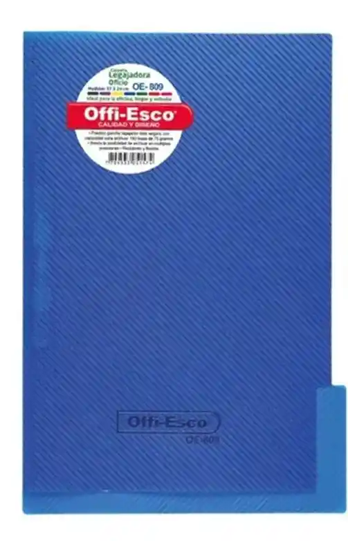 Carpeta Plástica Azul , Tamaño Oficio