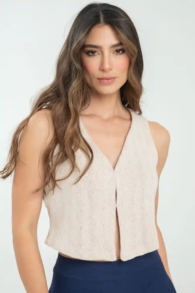 Chaleco Tejido Elena Color Beige Medio Talla Xl
