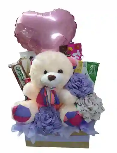 Caja Detalle Con Rosas Eternas Y Peluche Detales Para Mujer