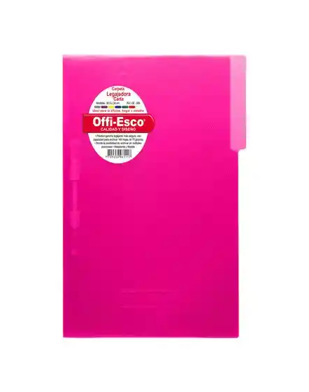 Carpeta Plástica Fucsia , Tamaño Oficio