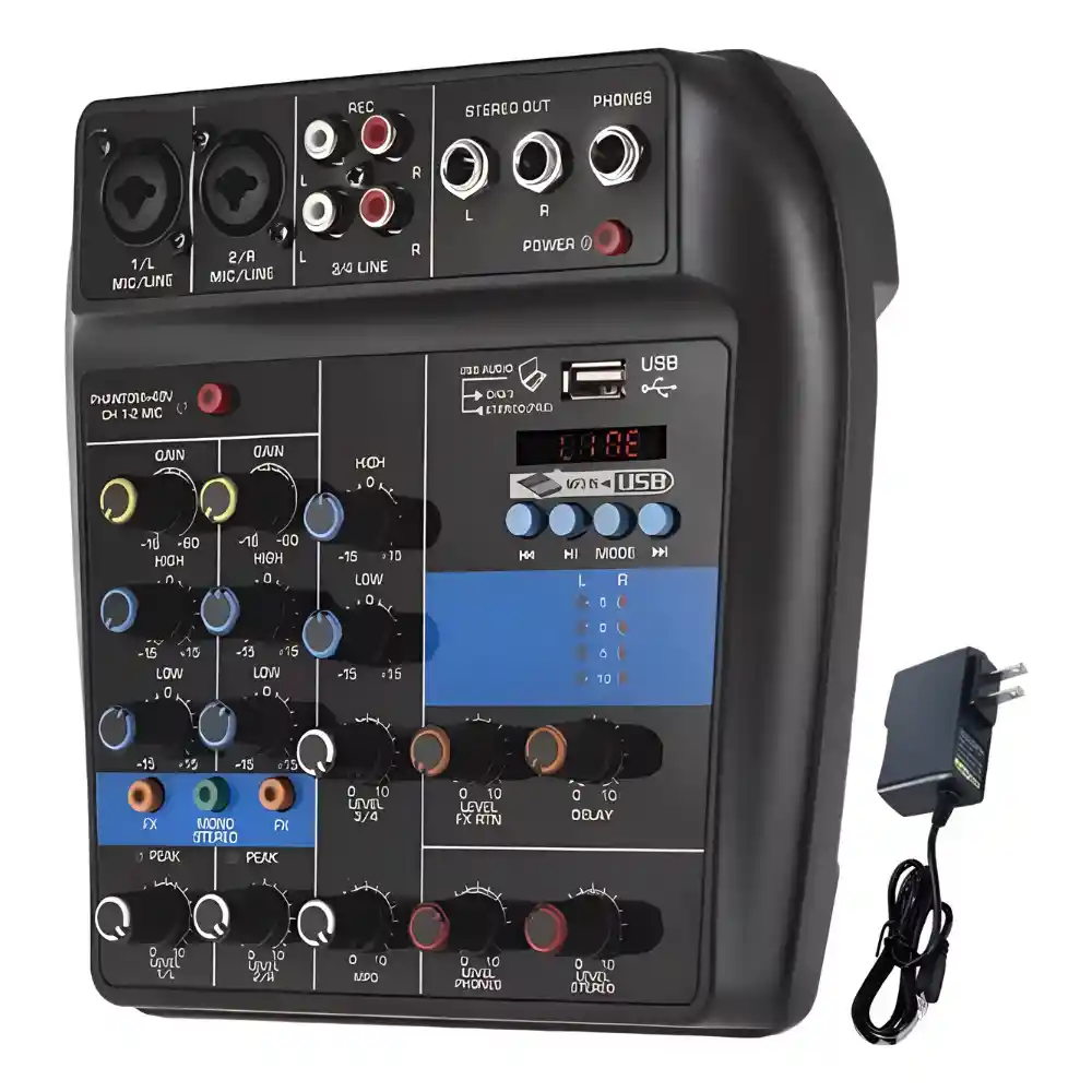 Mini Consola Mezclador Audio 2 Canales Wvngr F2-mb Mixer
