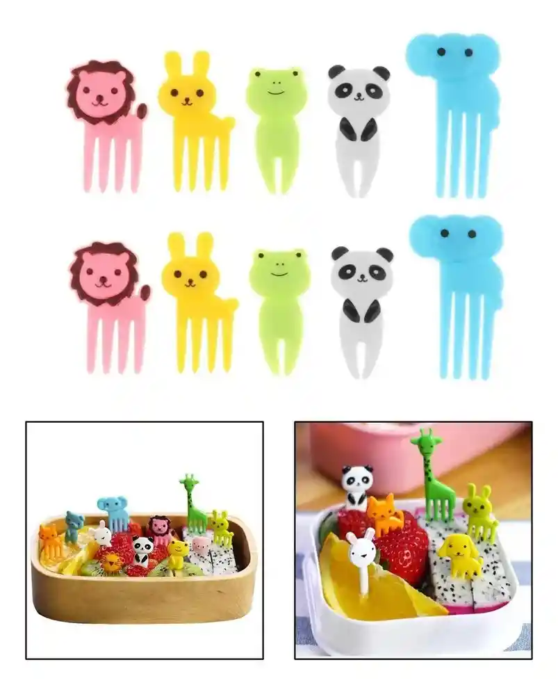Palitos Palillos Tenedores Para Fruta Animalitos X10 Piezas