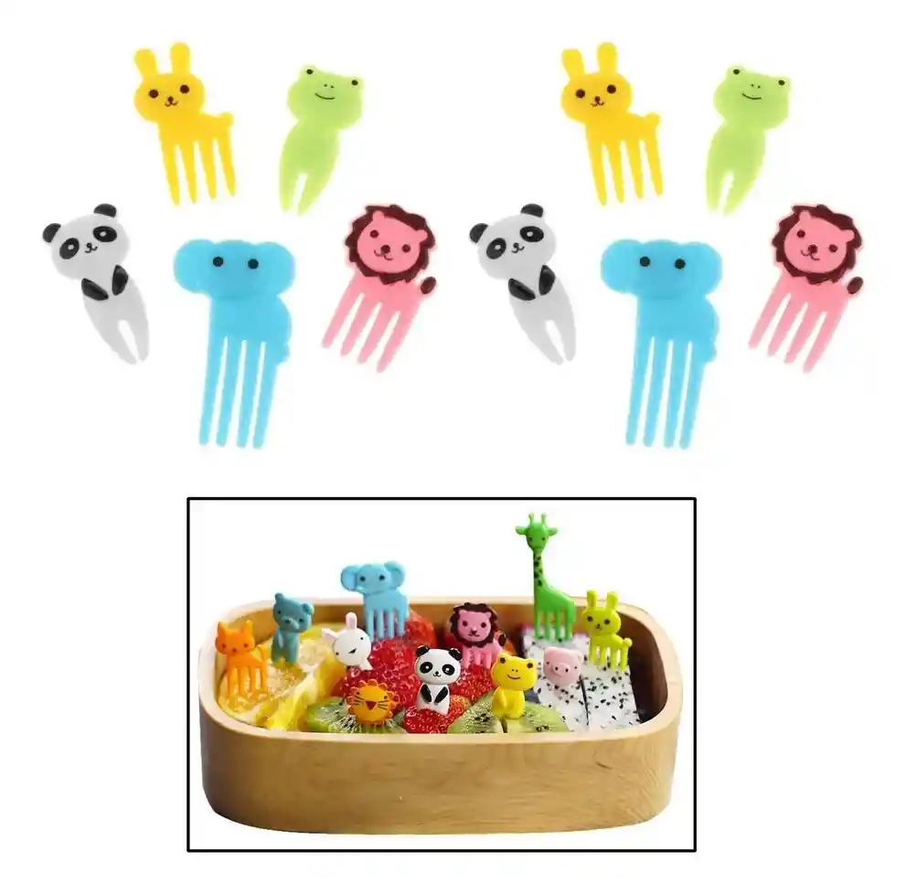 Palitos Palillos Tenedores Para Fruta Animalitos X10 Piezas