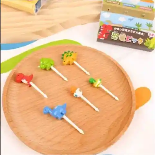 Palitos Palillos Para Fruta Animalitos Set X 6 Unidades